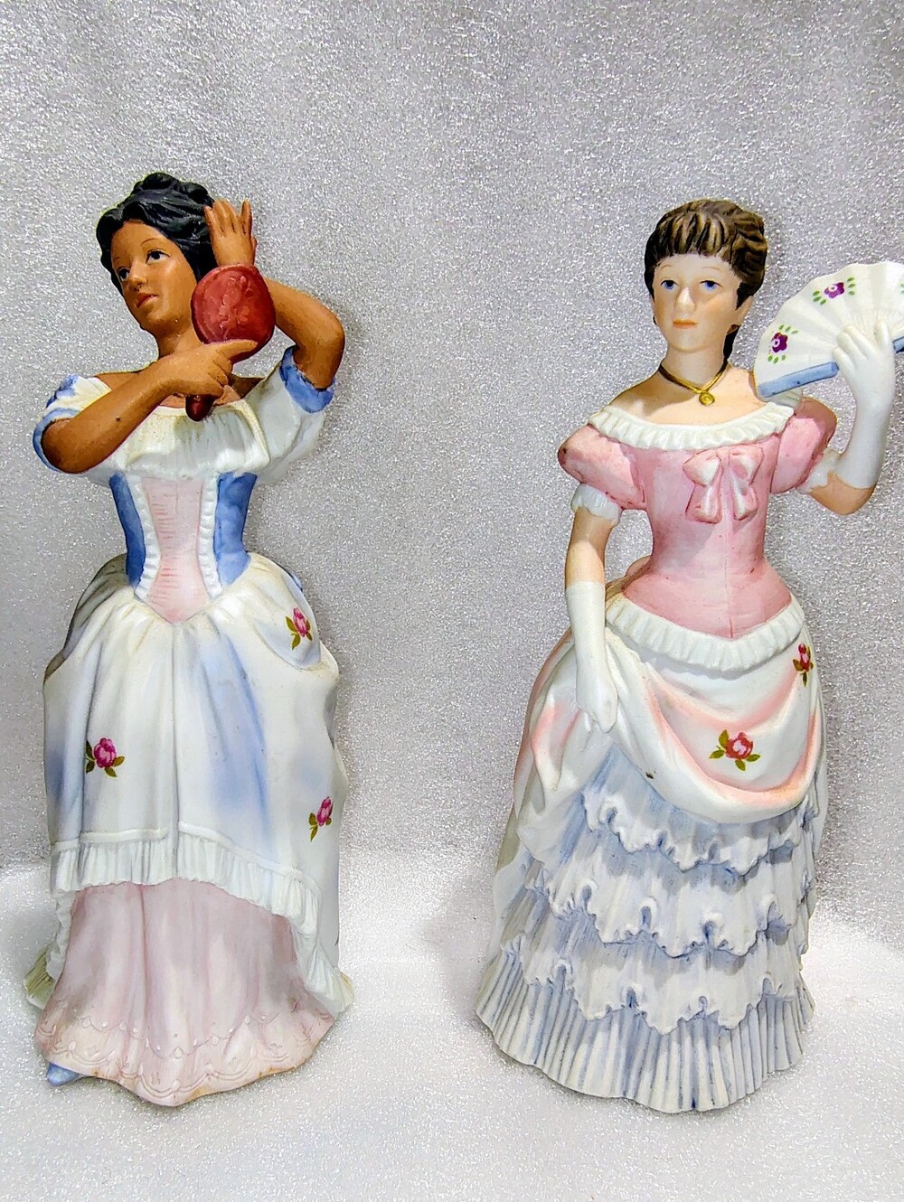 Vintage HOMCO Victorian Ladies #1421 #1431 Porcelain Figurines Pair 8"